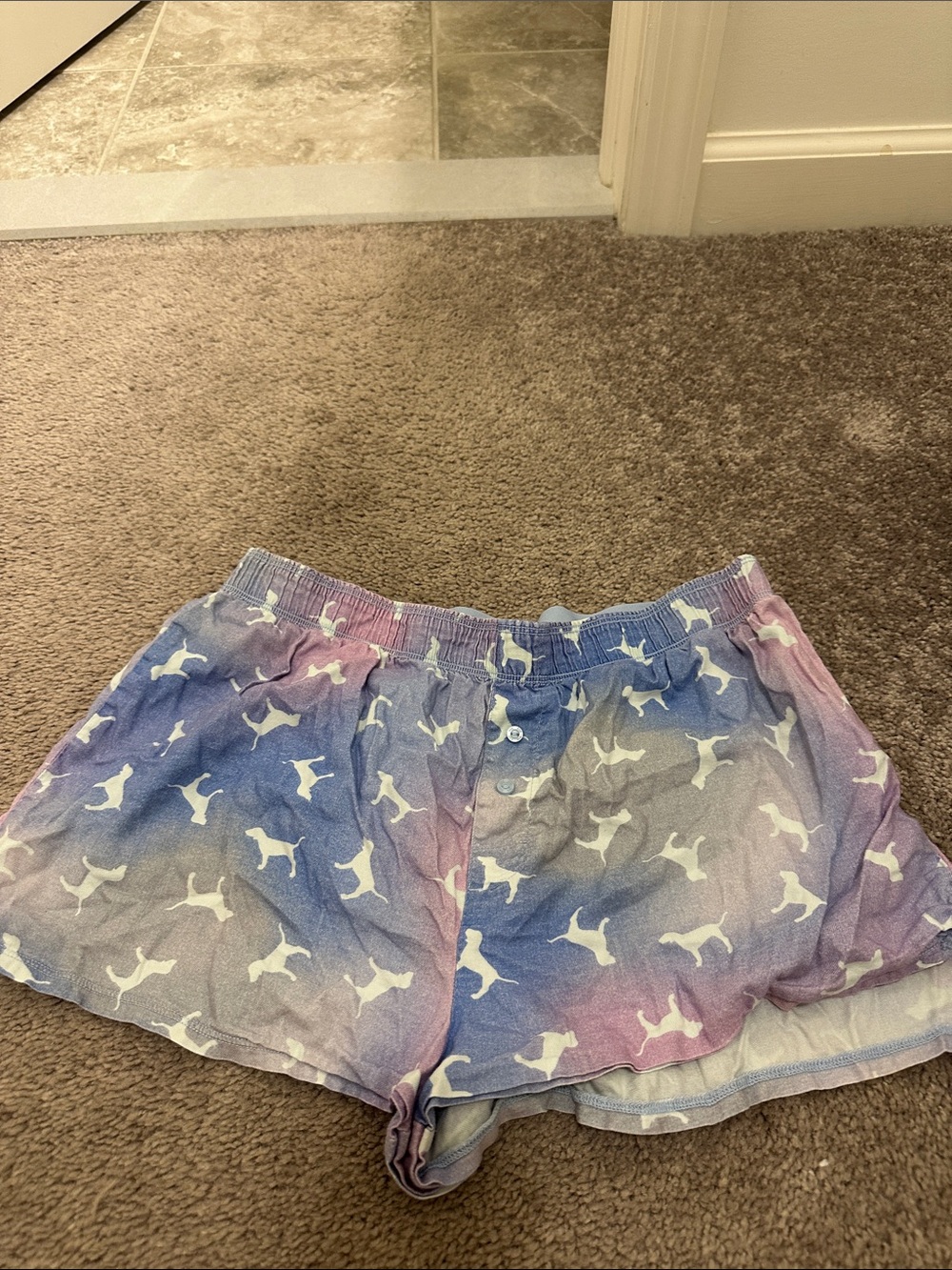 Women’s Gradient Blue-Purple Dog Print Shorts PINK